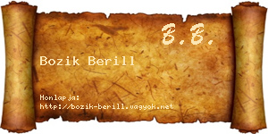 Bozik Berill névjegykártya